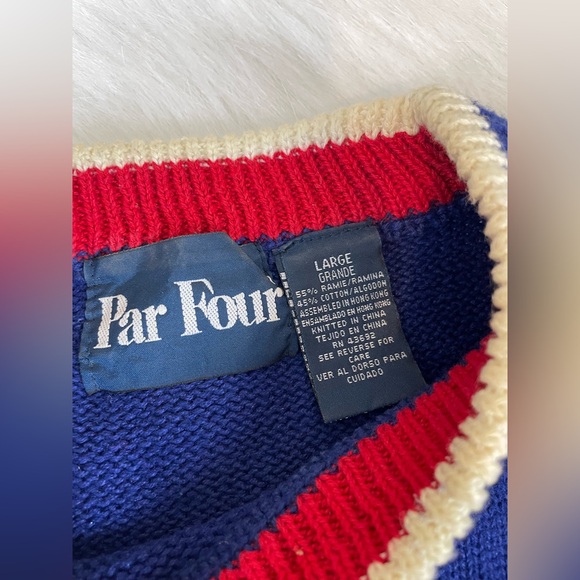 Vintage Par Four Ramie and Cotton Blue USA golf Graphic Sweater Large - Picture 3 of 11